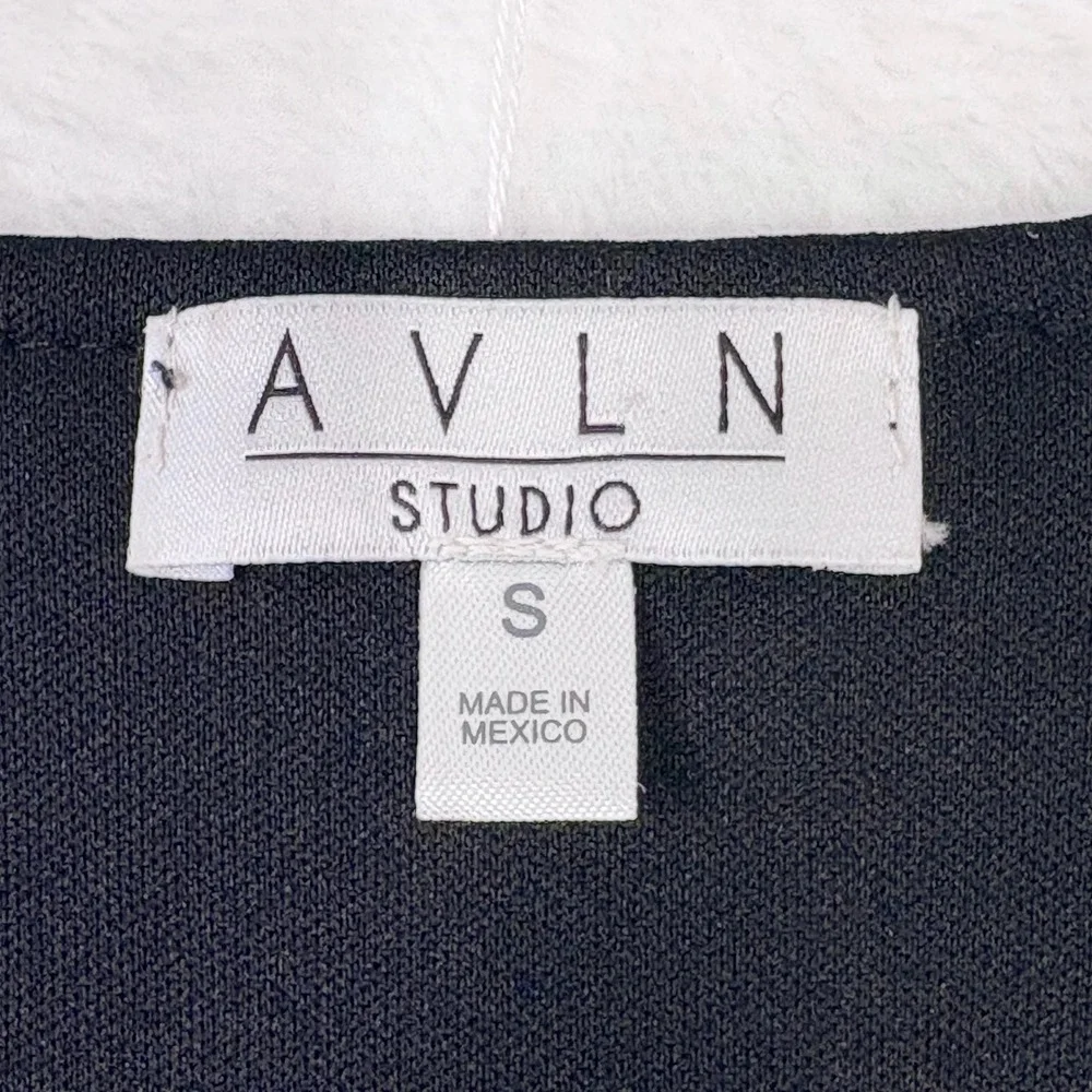 AVLN STUDIO Floral Faux Wrap Dress Long Sleeve Sheer‎ Mesh Ruffle Mini Black